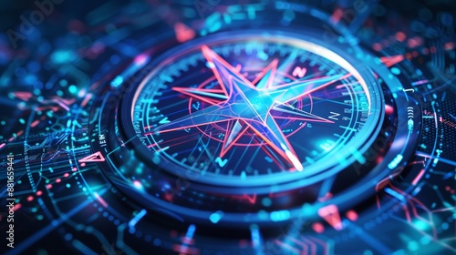 Wallpaper Mural A sleek digital compass set against a blue background symbolizes advanced online data transport showcasing modernized navigation in the digital realm Torontodigital.ca