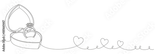 vector design of solitaire ring and love box