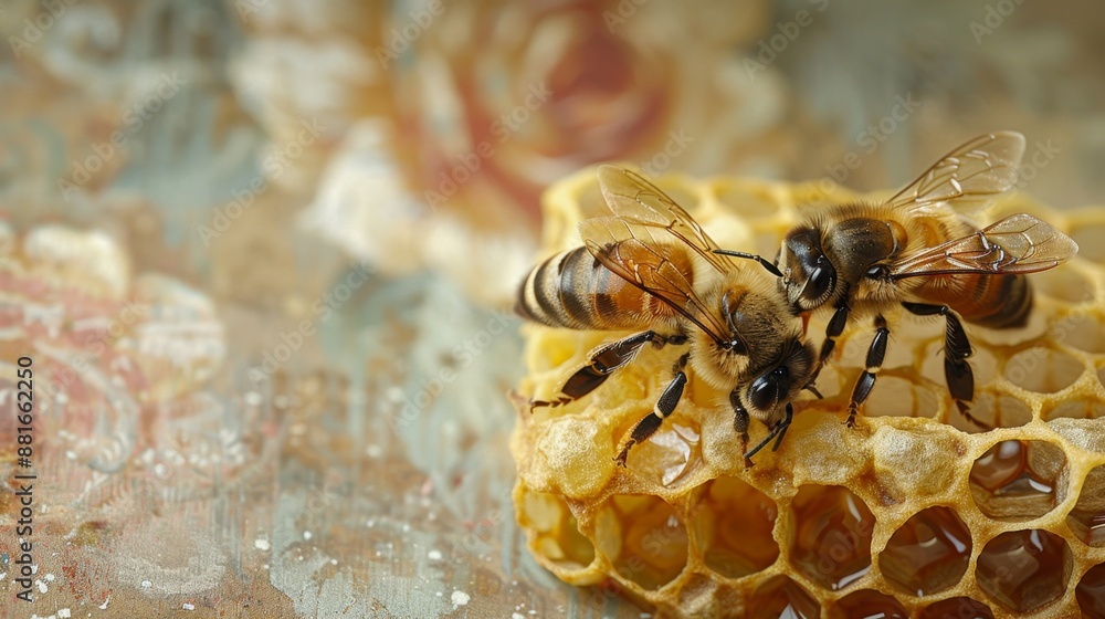 Two Bees on Honeycomb - Generative AI
