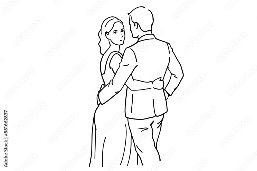 Couple Love Line Art Elegant Lovers Sketch Couple Love Line Art Elegant Lovers Sketch