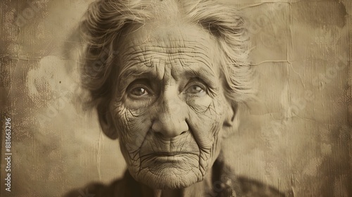Wallpaper Mural Weathered Vintage Portrait of a Wise Elderly Woman with Piercing Eyes Torontodigital.ca