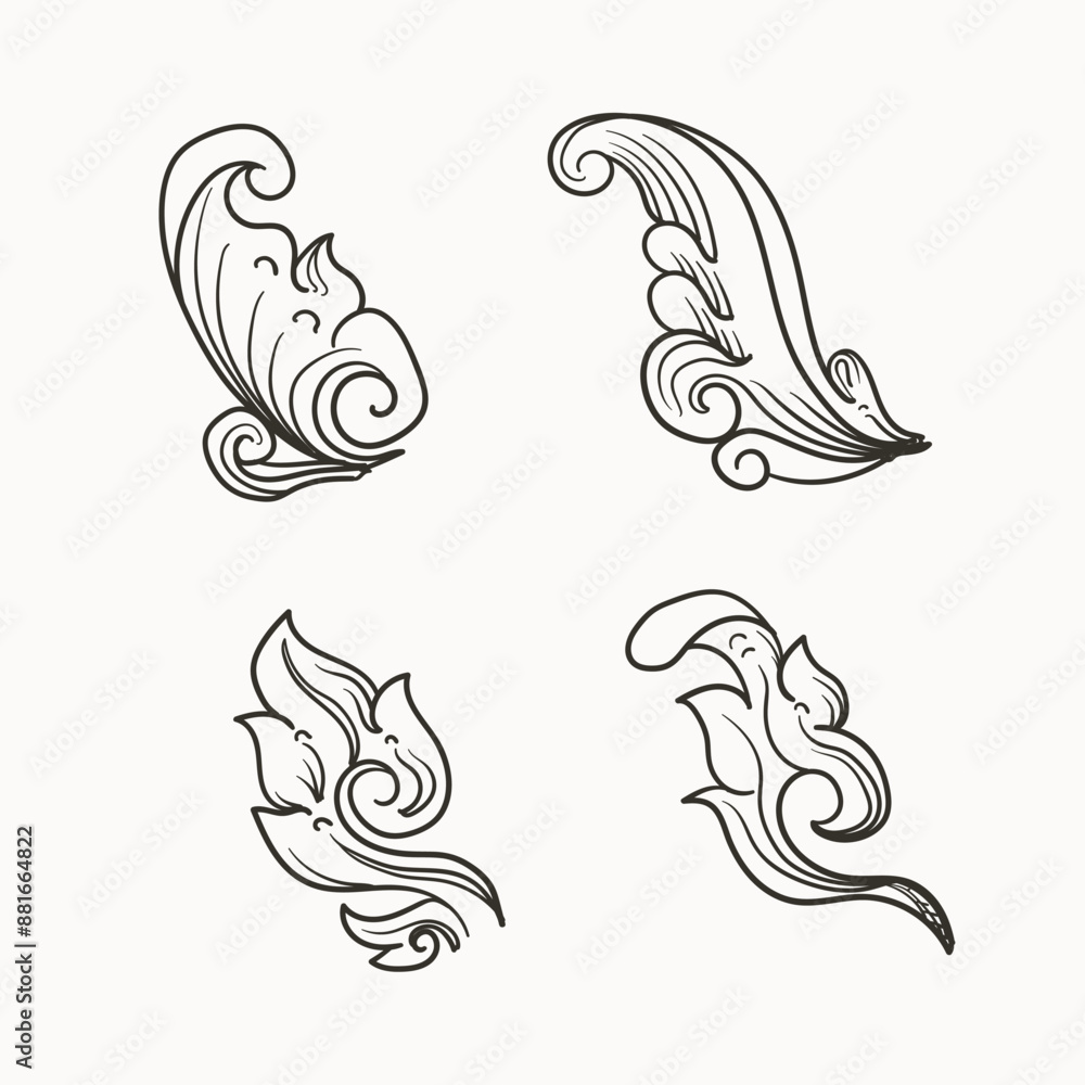 Vector set of flora ornament elements for design
Vector set of flora ornament elements for design