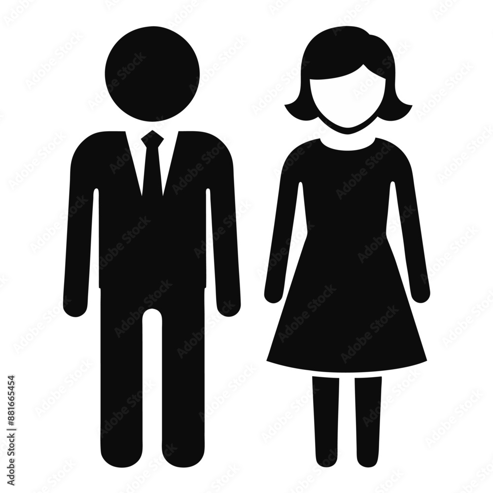 Stick man woman icon black silhouette vector 1 Stock Vector | Adobe Stock