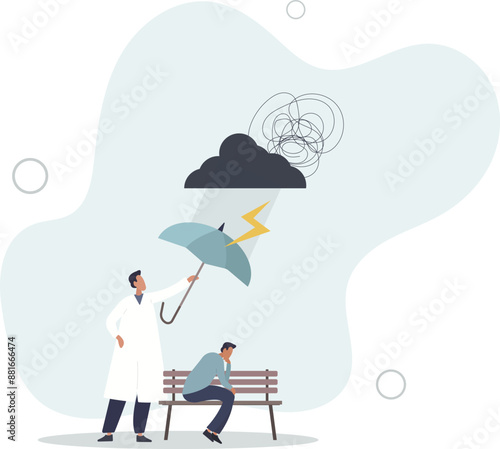 Cognitive behavioral therapy or CBT for mental health.flat design.illustration with people.