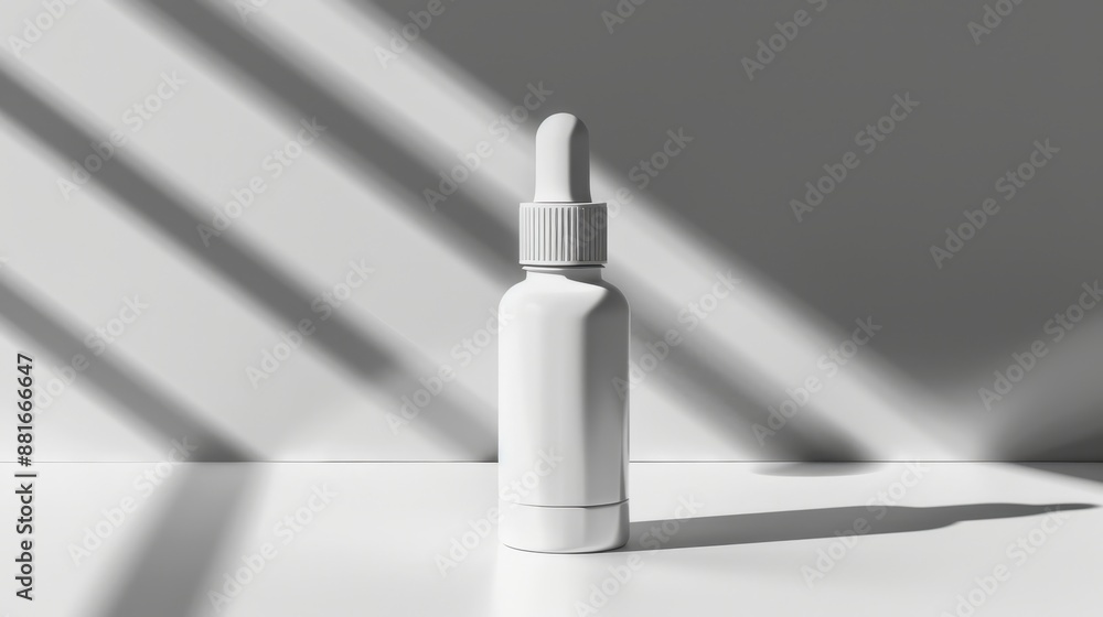 Illuminating Skincare Serum Bottle with Reflective Surface and Label Detail Illuminating Skincare Serum Bottle with Reflective Surface and Label Detail