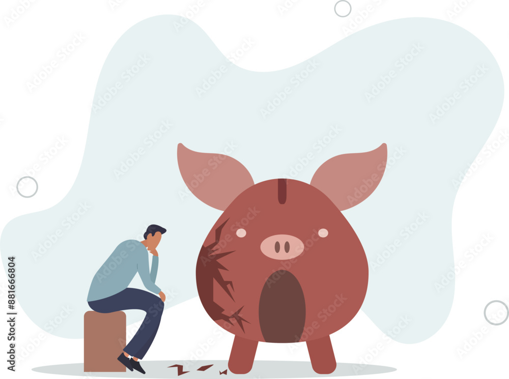 Fototapeta premium Debt and loan problem, financial mistake, poverty or bankruptcy concept.flat design.illustration with people.