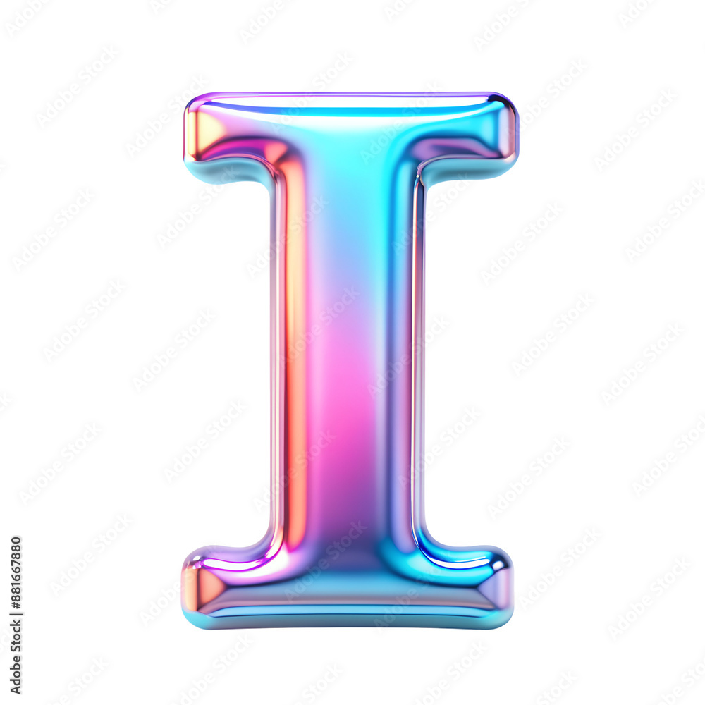 3D vibrant letter I with a metallic gradient 3D vibrant letter I with a metallic gradient
