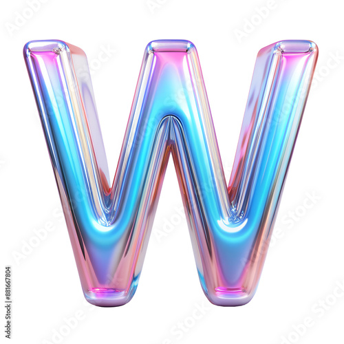 3D shiny letter W with a vibrant gradient