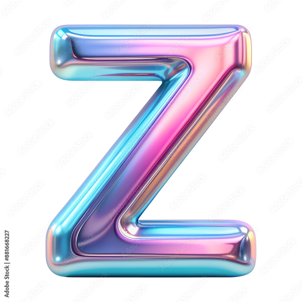 3D iridescent letter Z isolated on transparent background with clipping path cut-out 3D iridescent letter Z isolated on transparent background with clipping path cut-out
