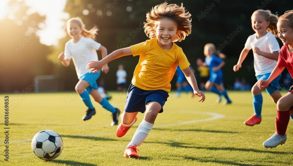 children playing soccer