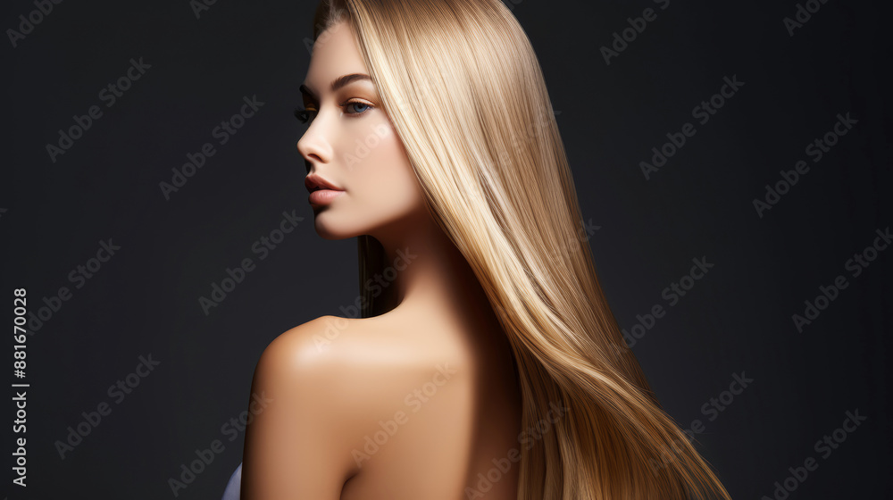 beautiful woman with long gold shiny straight hair beautiful woman with long gold shiny straight hair