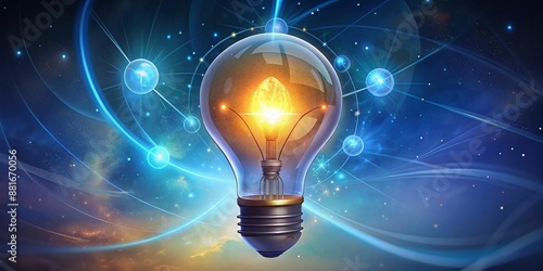 Innovative Ideas Futuristic Technology Concept Bright Lightbulb Symbolizing Creativity Energy Communication Network Modern Solutions © Mr. Washington