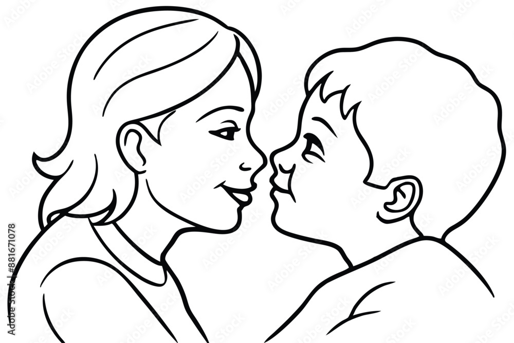 Mother's Day Line Art Special Moment Artwork Mother's Day Line Art Special Moment Artwork