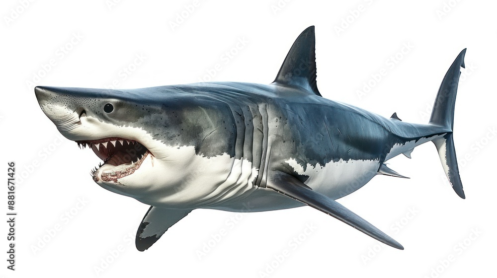 Fototapeta premium Majestic Great White Shark Isolated