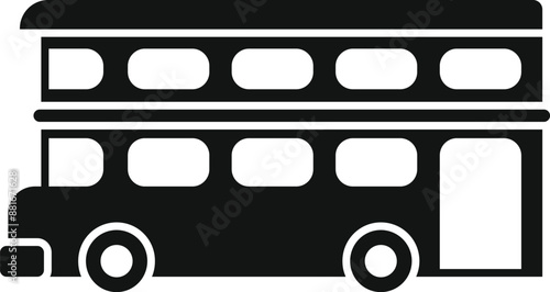 Black silhouette of a london double decker bus, representing public transit and tourism