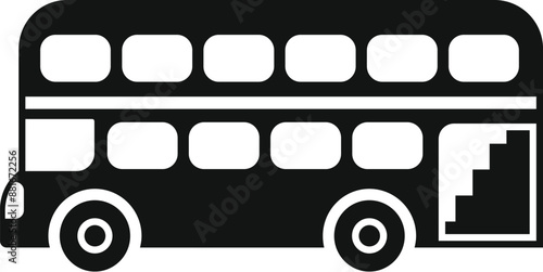 Black and white london bus standing still on white background