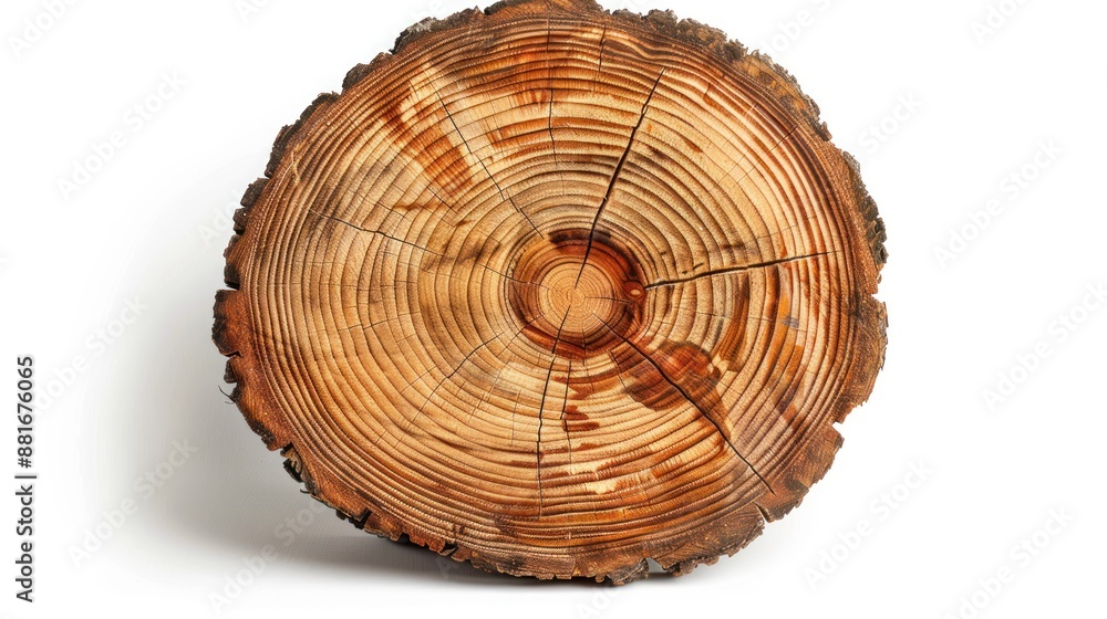 Close up Cross section of tree trunk, stump, on white and clean background. Close up Cross section of tree trunk, stump, on white and clean background.