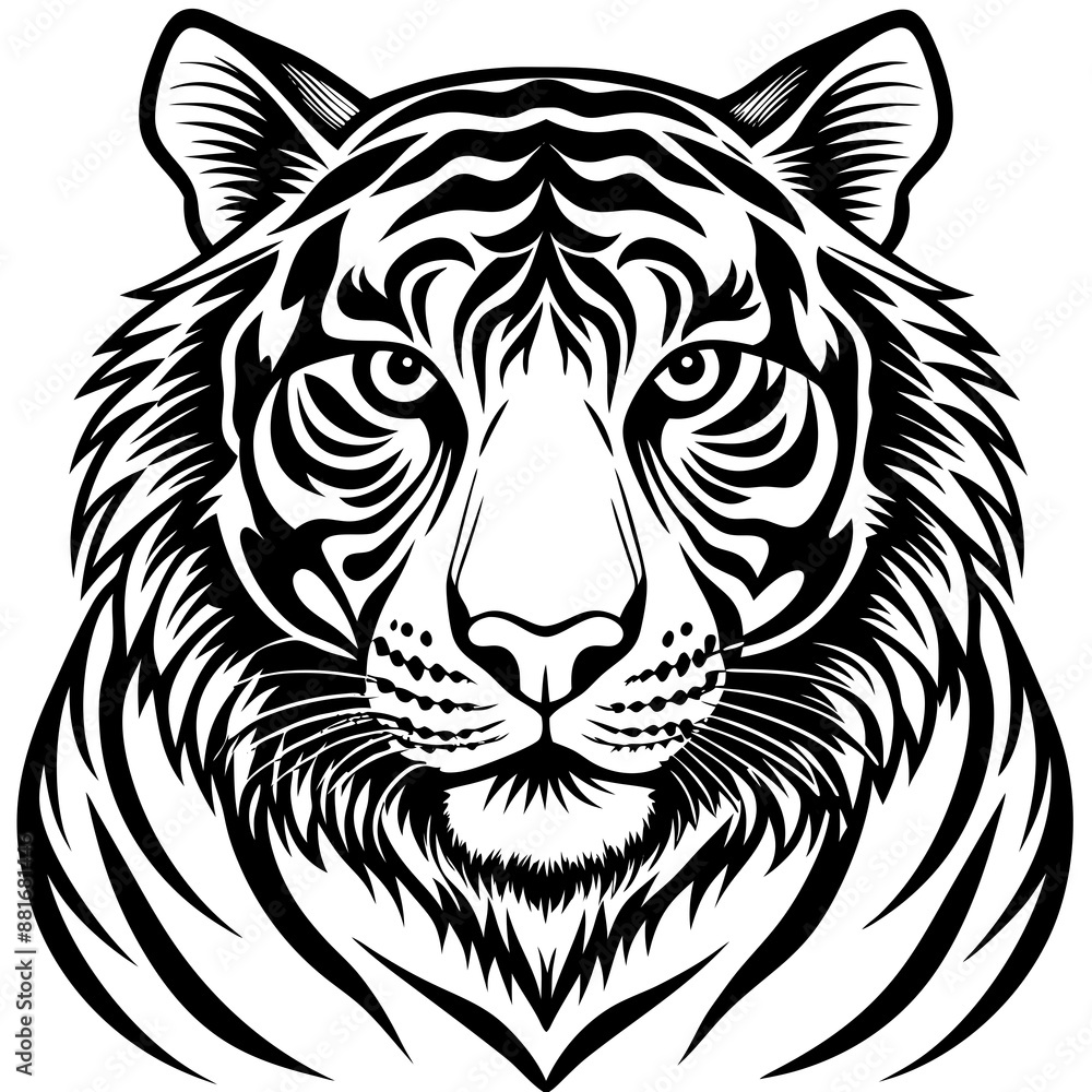 tiger head silhouette vector illustration tiger head silhouette vector illustration