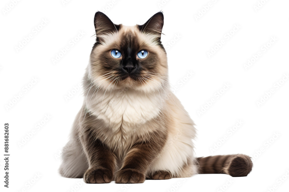 The Majestic Siamese: Blue-Eyed Serenity on White or PNG Transparent Background. The Majestic Siamese: Blue-Eyed Serenity on White or PNG Transparent Background.