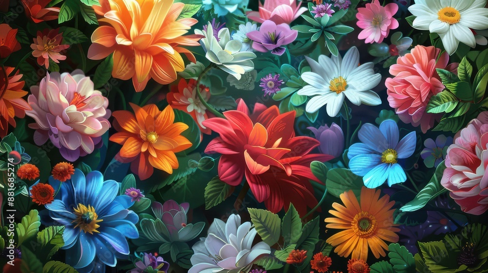 A variety of flowers blooming in a wallet, detailed background, symbolizing wealth and abundance, set in a serene natural setting A variety of flowers blooming in a wallet, detailed background, symbolizing wealth and abundance, set in a serene natural setting