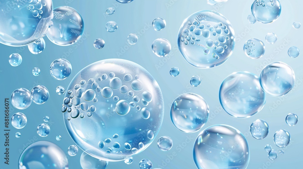 Clear cerulean liquid effervescence. Protein serum effervescence. Beauty elixir. Idea for skincare beauty products. 3d rendering. Clear cerulean liquid effervescence. Protein serum effervescence. Beauty elixir. Idea for skincare beauty products. 3d rendering.