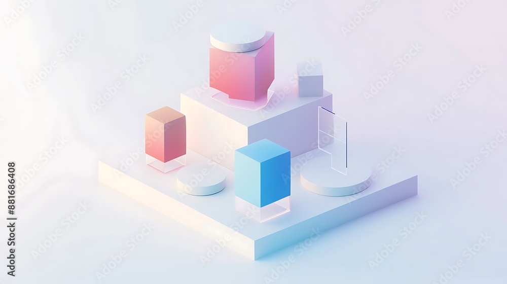 Abstract 3D Composition with Pastel Colors Abstract 3D Composition with Pastel Colors