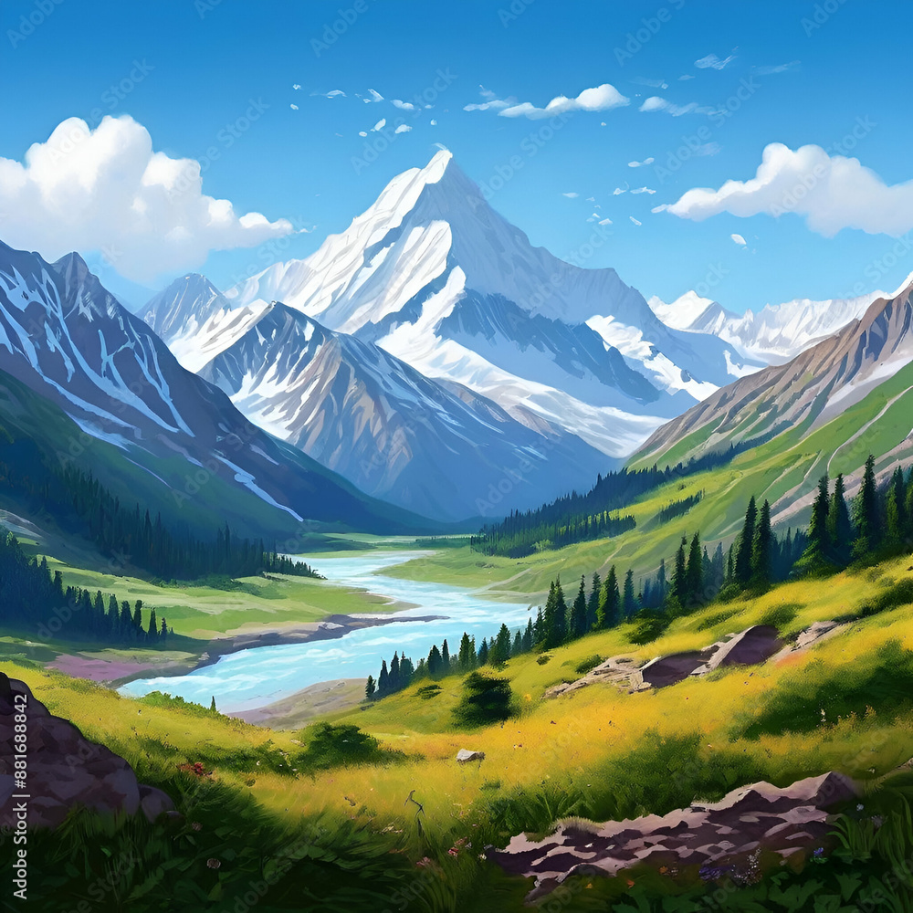 Fototapeta premium landscape with lake