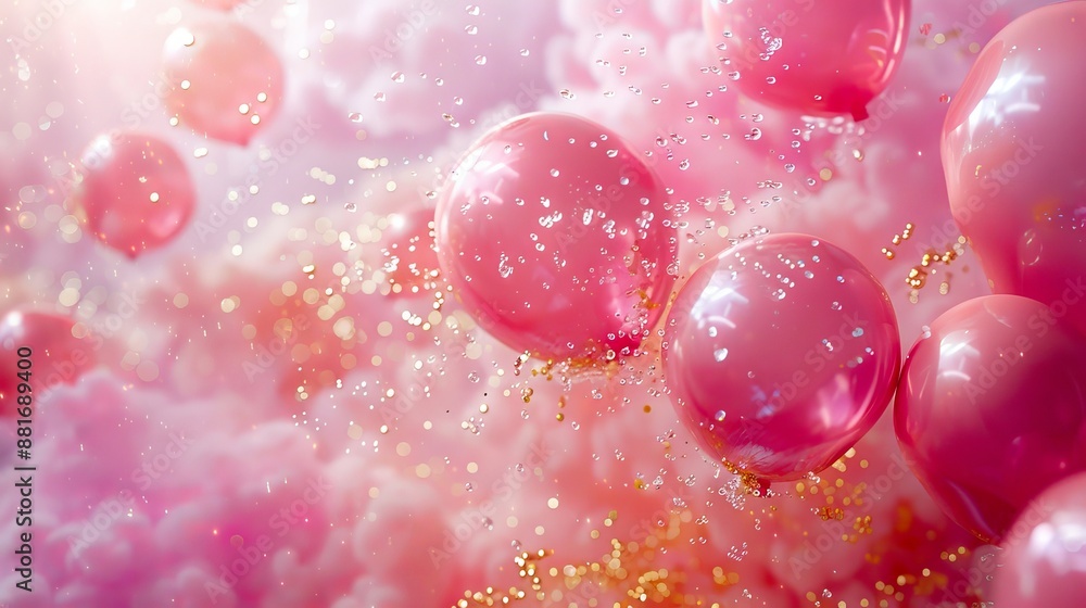 Pink balloons floating in the air. Pink balloons floating in the air.