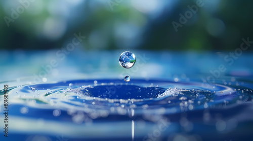 A globe-shaped water drop