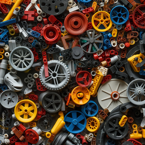 Assorted colorful toy parts for creative building