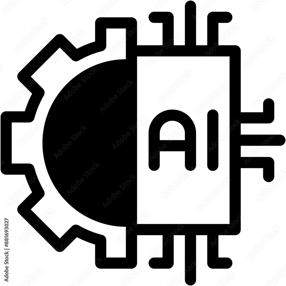 Obraz premium Vector Icon Artificial Intelligence, Technology, Ai, Chip, Science