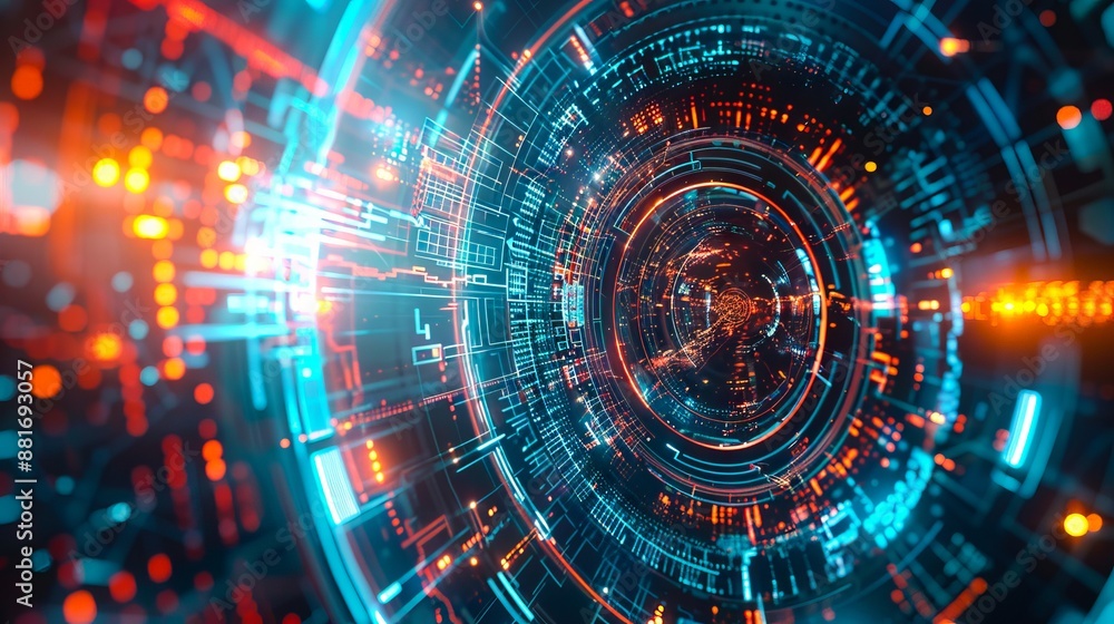 Futuristic digital technology background with a spiral. Futuristic digital technology background with a spiral.