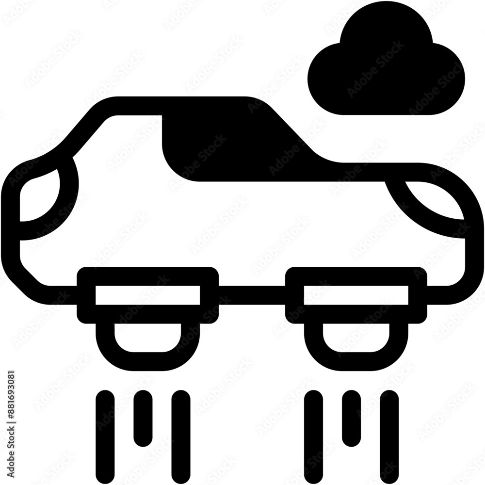 Vector Icon Flying Car, Science Fiction, Technology, Electronics, Vehicle Vector Icon Flying Car, Science Fiction, Technology, Electronics, Vehicle