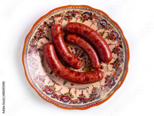 A plate with sausages on it. photo