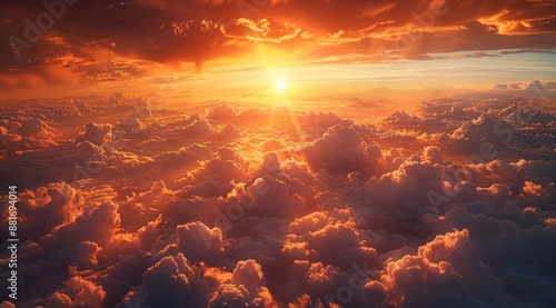 Golden Sunset Over a Sea of Clouds