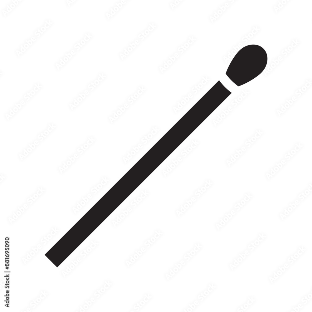 The match icon. The black silhouette of a match. A match is a stick equipped with an incendiary head. Vector illustration isolated on a white background for design and web. The match icon. The black silhouette of a match. A match is a stick equipped with an incendiary head. Vector illustration isolated on a white background for design and web.