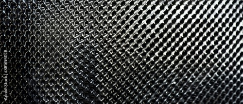 Panoramic close-up, high detail scan of grid knurled metal texture, Generative AI