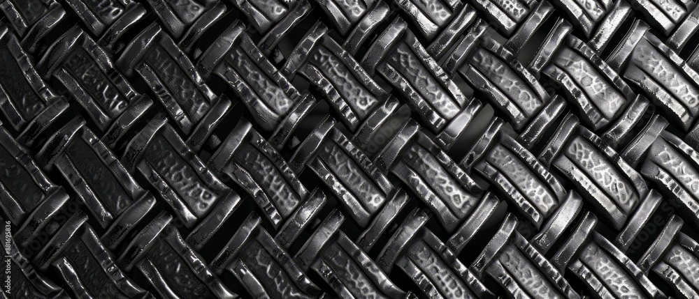 Panoramic close-up, high detail scan of interlaced knurled metal texture, Generative AI Panoramic close-up, high detail scan of interlaced knurled metal texture, Generative AI