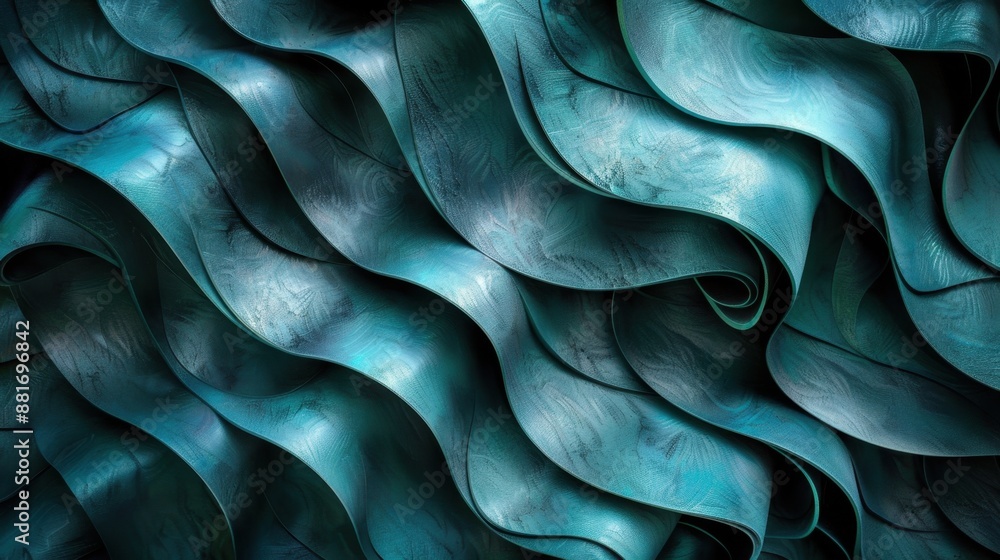Abstract teal wavy pattern background with a textured metallic feel, perfect for modern and creative designs. Abstract teal wavy pattern background with a textured metallic feel, perfect for modern and creative designs.