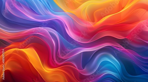 This abstract image showcases a vibrant combination of wavy lines in a spectrum of colors, creating a dynamic and fluid visual texture that's perfect for a variety of design projects. 