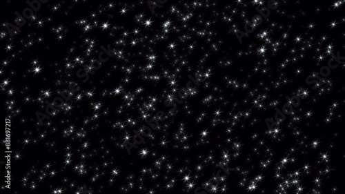 黒背景に輝く光がきらめく動画、ループ