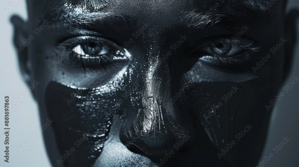 Fototapeta premium A close up of a person with black paint on their face