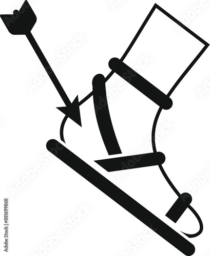 Black and white icon of an arrow hitting an achilles heel wearing a traditional greek sandal