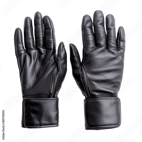 High-quality black leather gloves perfect for winter wear. Features adjustable straps and a sleek design, providing both warmth and style.