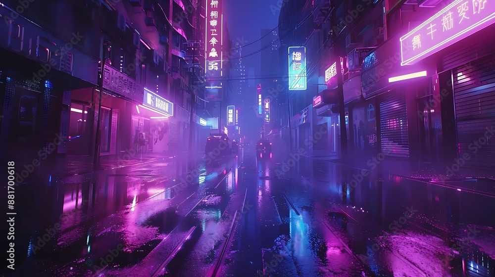 Neon Cityscape: A Nighttime Scene of Urban Lights Neon Cityscape: A Nighttime Scene of Urban Lights