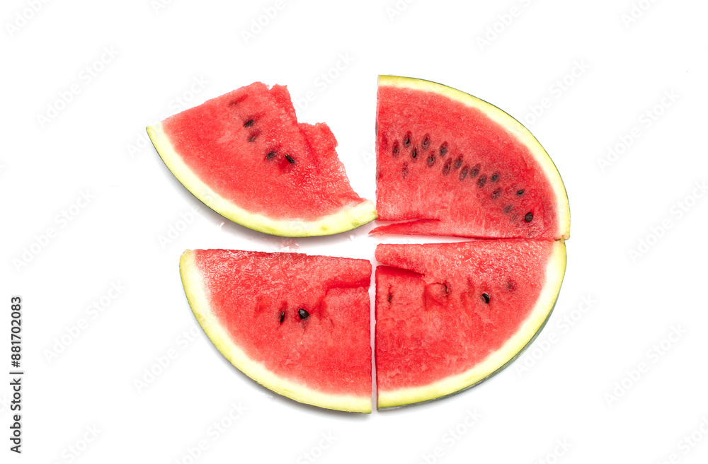 slices of ripe watermelon on a white background slices of ripe watermelon on a white background