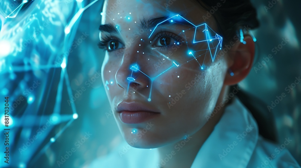 Woman with Digital Interface Woman with Digital Interface