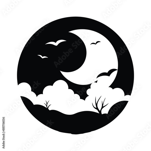 moon silhouette vector, stylish and versatile night sky designs