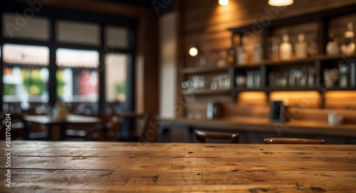 Wallpaper Mural empty wooden table top with Restaurand Background for product display Torontodigital.ca