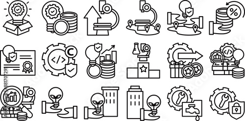 A collection of icons about the innovation box tax system.
